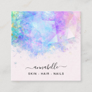 Tarjeta De Visita Cuadrada *~* AP26 Prisma OPAL Arcoiris QR Dandelion etéreo