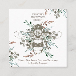 Tarjeta De Visita Cuadrada Apiario de abeja de miel creativa vintage
