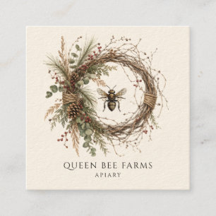 Tarjeta De Visita Cuadrada Apiario de Abejas de Miel Rústicas