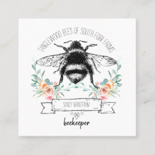 Tarjeta De Visita Cuadrada Apiario Elegante y capilar de Abeja
