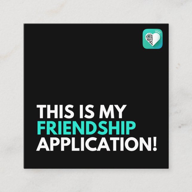 Tarjeta De Visita Cuadrada Aplicación de amistad (Anverso)
