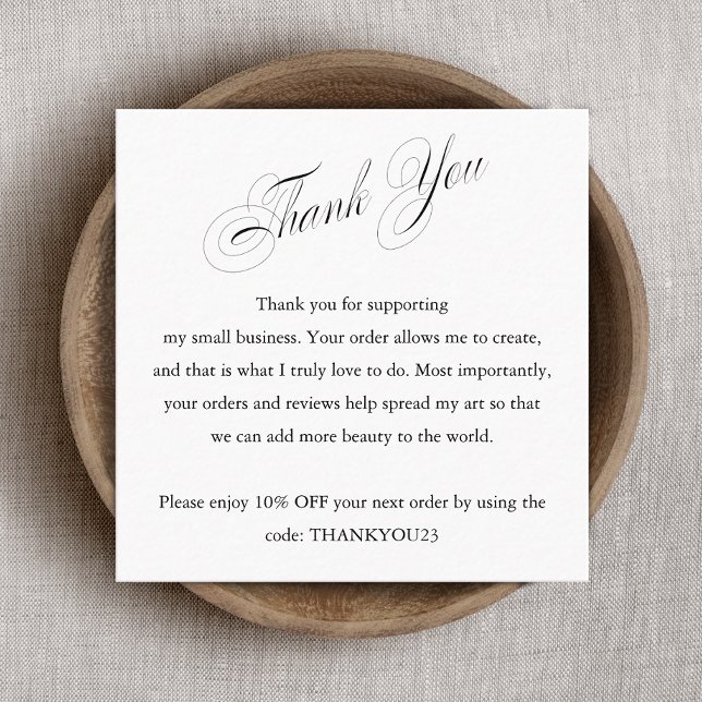 Tarjeta De Visita Cuadrada Apreciación Del Cliente Gracias Descuento De Cupon (Subido por el creador)