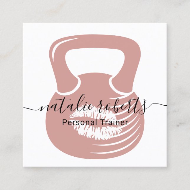 Tarjeta De Visita Cuadrada Aptitud para el entrenamiento personal Beso Rosa K (Anverso)