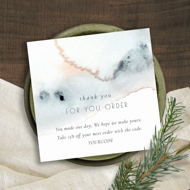 Tarjeta De Visita Cuadrada Aqua Blue Gold Beach Gracias Por Pedir (Subido por el creador)