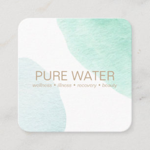Tarjeta De Visita Cuadrada Aqua GREEN Watercolor IV terapia wellness spa