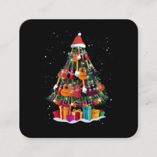 Tarjeta De Visita Cuadrada Árbol de Navidad de guitarra divertido 