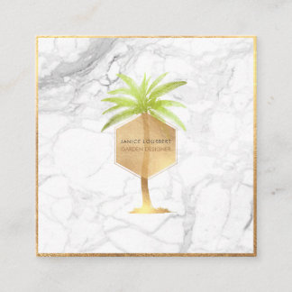 Tarjeta De Visita Cuadrada ÁRBOL DE ORO DE PixDezines FAUX + MÁRMOL