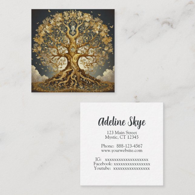 Tarjeta De Visita Cuadrada Árbol de vida (Anverso / Reverso)