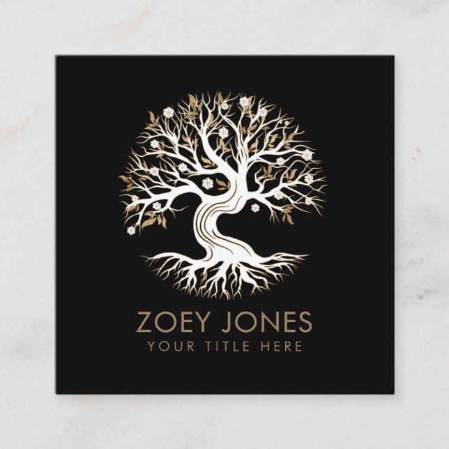 Tarjeta De Visita Cuadrada Árbol de vida - Yggdrasil (Anverso)