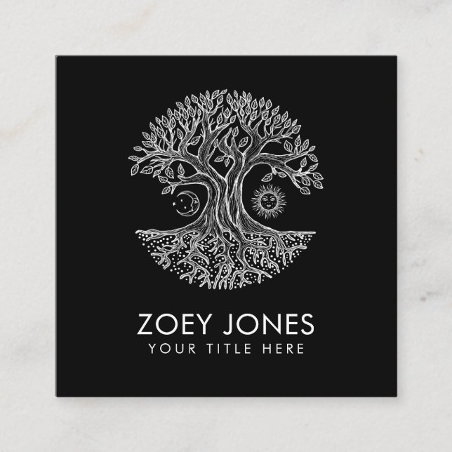 Tarjeta De Visita Cuadrada Árbol de vida - Yggdrasil (Anverso)