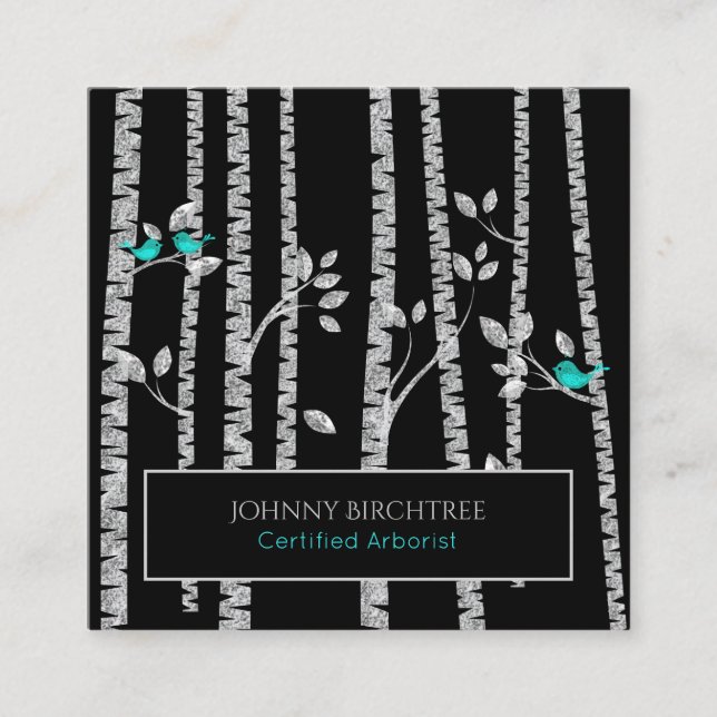 Tarjeta De Visita Cuadrada *~* Árbol Médica Pájaros Azules Árbitros Árboles d (Anverso)