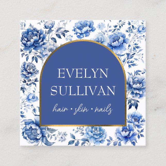 Tarjeta De Visita Cuadrada Arco de flores chinas (Anverso)