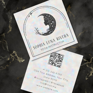 Tarjeta De Visita Cuadrada Arco Holográfico Crescent Crescent Moon QR Código