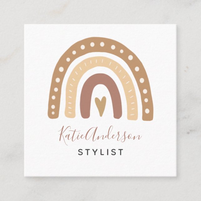 Tarjeta De Visita Cuadrada Arcoiris de Cute Pastel (Anverso)