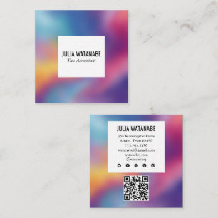 Tarjeta De Visita Cuadrada Arcoíris Difuminado Minimalista Moderno Código QR
