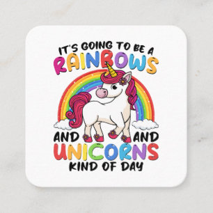 Tarjeta De Visita Cuadrada arcoíris divertido unicornio lindo