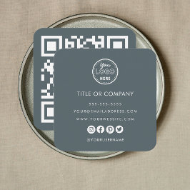 Tarjeta De Visita Cuadrada Armada de código Qr con logotipo profesional minim