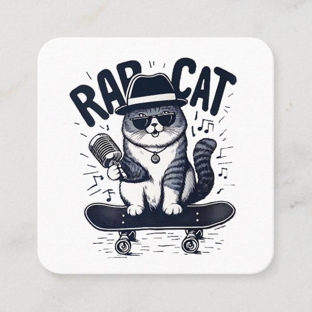 Tarjeta De Visita Cuadrada Armonía de Gato Rap (Anverso)