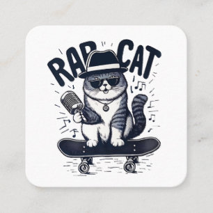 Tarjeta De Visita Cuadrada Armonía de rap Cat