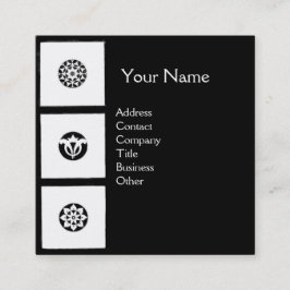 Tarjeta De Visita Cuadrada ARMONÍA DE RENACIMIENTO Floral geométrica blanca n