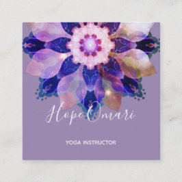 Tarjeta De Visita Cuadrada Armonía Radiante | Mandala Floral Luminoso