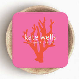 Tarjeta De Visita Cuadrada Arrecife de coral rojo acuático