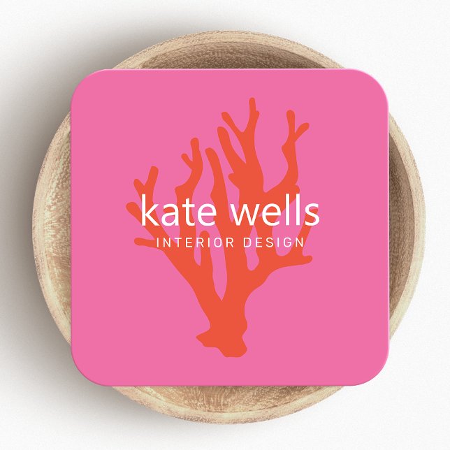 Tarjeta De Visita Cuadrada Arrecife de coral rojo acuático (Subido por el creador)