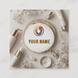 Tarjeta De Visita Cuadrada Arreglo cosmético elegante