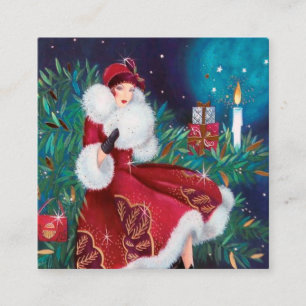 Tarjeta De Visita Cuadrada art deco retro vintage navidad
