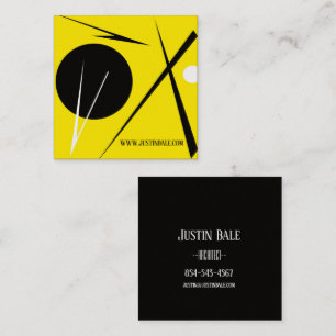 Tarjeta De Visita Cuadrada Arte Abstracto Minimalismo Moderno Amarillo Negro
