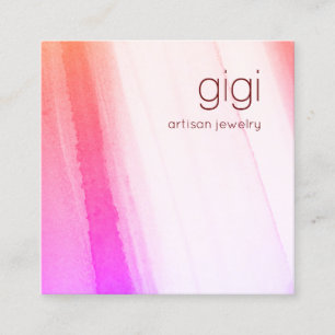 Tarjeta De Visita Cuadrada Arte acuático de color rosa abstracto