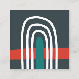 Tarjeta De Visita Cuadrada Arte de línea arcoiris, diseño abstracto de boho