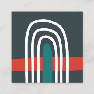 Tarjeta De Visita Cuadrada Arte de línea arcoiris, diseño abstracto de boho