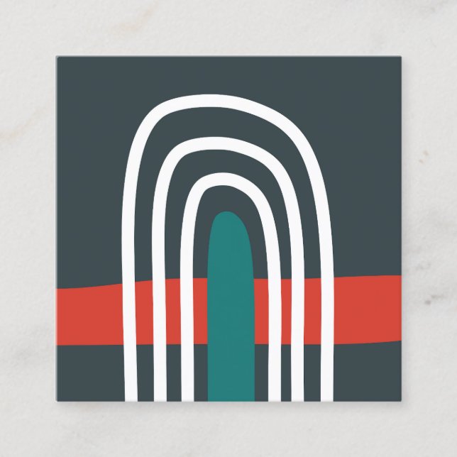 Tarjeta De Visita Cuadrada Arte de línea arcoiris, diseño abstracto de boho (Anverso)