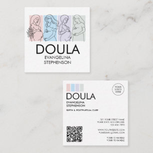 Tarjeta De Visita Cuadrada Arte de Línea de Pastel Personalizado DOULA