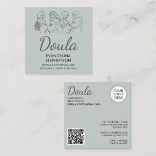 Tarjeta De Visita Cuadrada Arte de línea posparto nacimiento partera doula