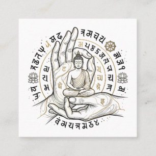 Tarjeta De Visita Cuadrada Arte de pared budista de meditación Decoración del