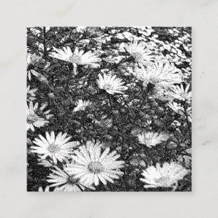 Tarjeta De Visita Cuadrada arte de píxeles en blanco y negro 