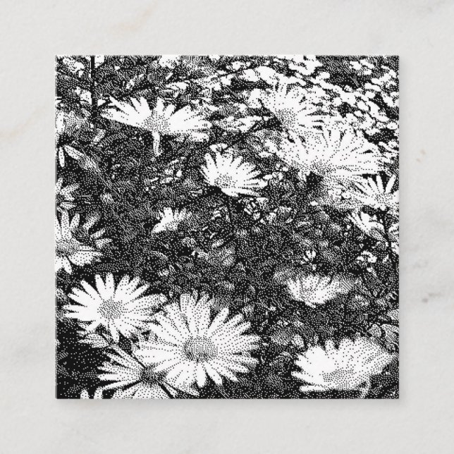 Tarjeta De Visita Cuadrada arte de píxeles en blanco y negro  (Anverso)