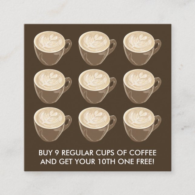 Tarjeta De Visita Cuadrada arte en el corazón del café (Anverso)