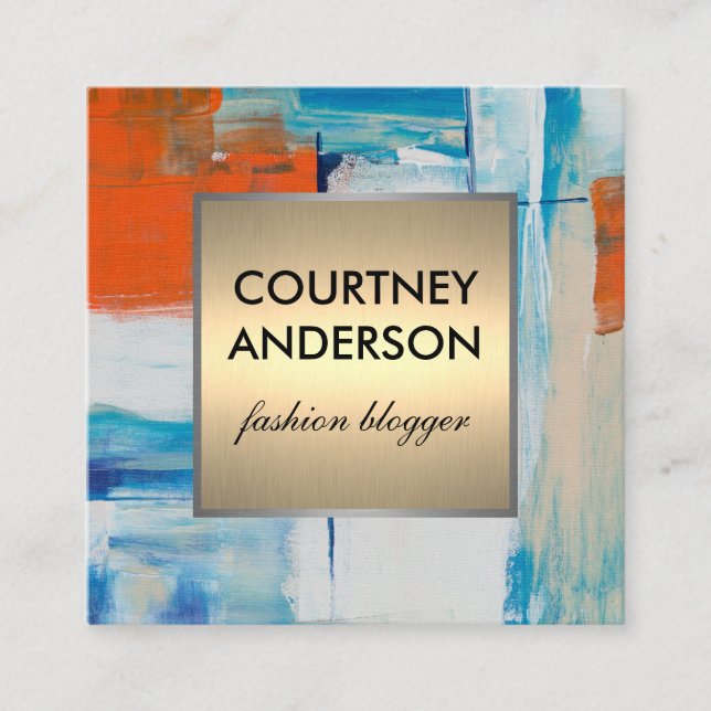 Tarjeta De Visita Cuadrada Arte moderno | Patrón Metálico Oro (Anverso)