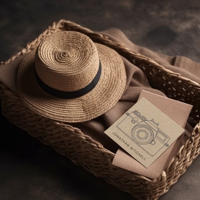 Tarjeta De Visita Cuadrada arte profesional de cámara fotográfica moderna (Subido por el creador)