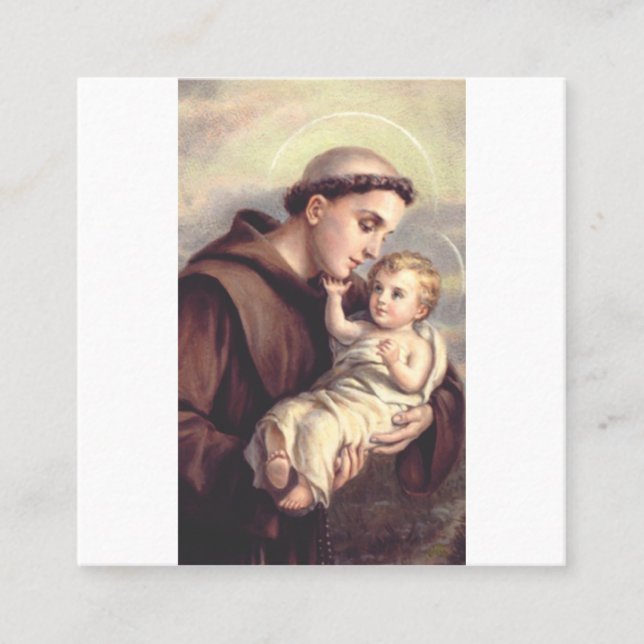 Tarjeta De Visita Cuadrada Arte religioso clásico de San Antonio de Padua (Anverso)