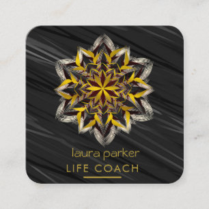 Tarjeta De Visita Cuadrada Arte Tribal Boho Mandala Terapia de Masaje Yoga