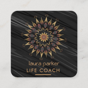 Tarjeta De Visita Cuadrada Arte Tribal Boho Mandala Terapia de Masaje Yoga