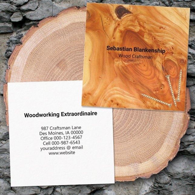 Tarjeta De Visita Cuadrada Artesano de madera de Knot acabado (Subido por el creador)