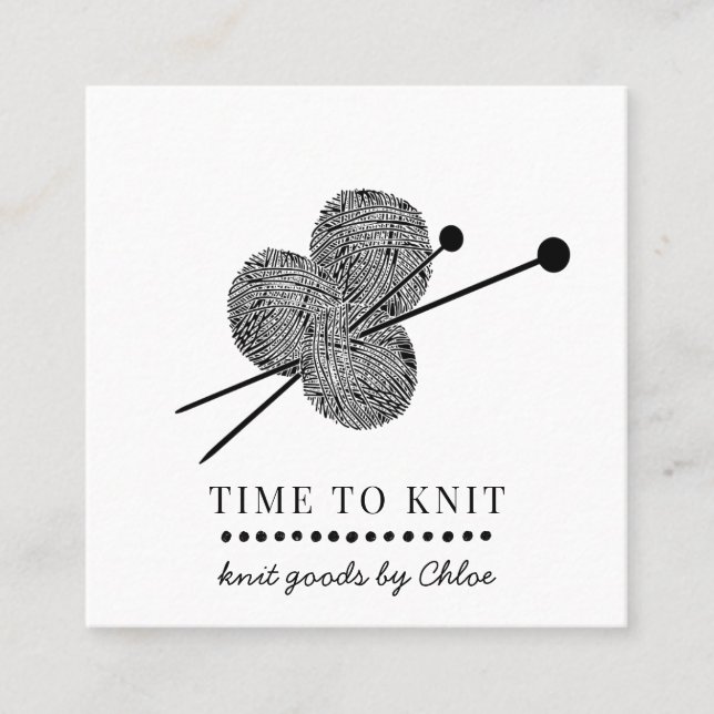 Tarjeta De Visita Cuadrada Artículos de Knit hechos a mano (Anverso)