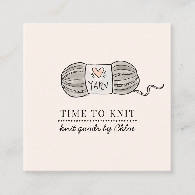 Tarjeta De Visita Cuadrada Artículos de Knit hechos a mano (Anverso)