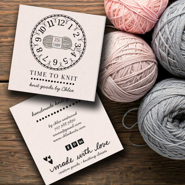 Tarjeta De Visita Cuadrada Artículos de Knit hechos a mano (Subido por el creador)
