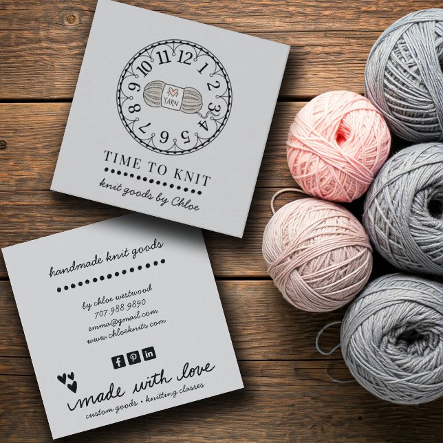 Tarjeta De Visita Cuadrada Artículos de Knit hechos a mano (Subido por el creador)